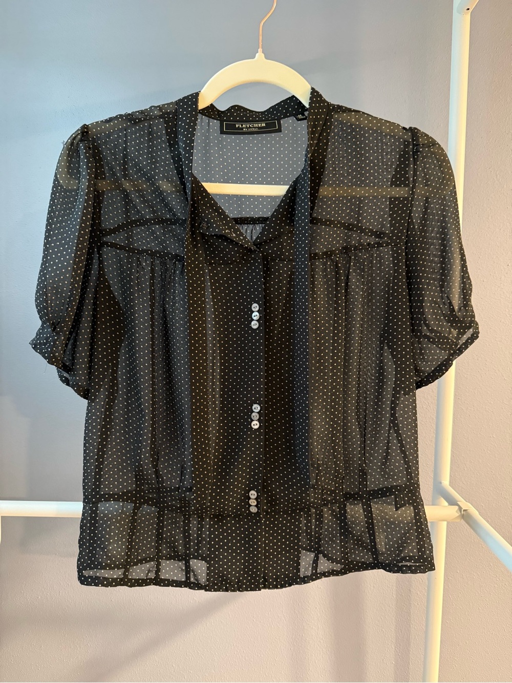 Fletcher Sheer Polka Dot Blouse - Black